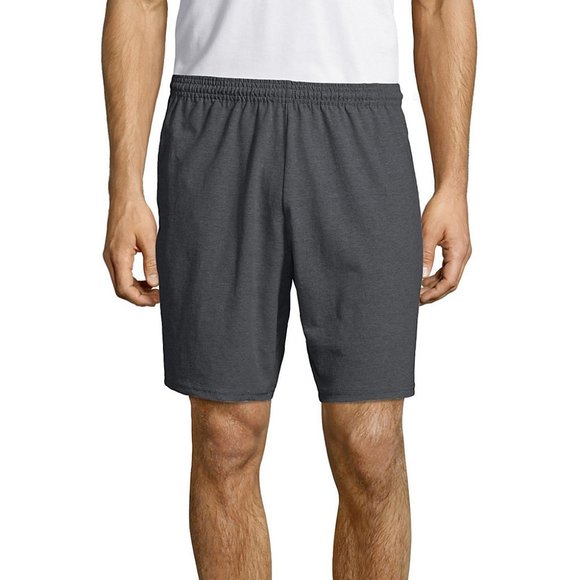Hanes Mens Jersey Pocket Short-O8790-Charcoal Heather - Picture 1 of 2